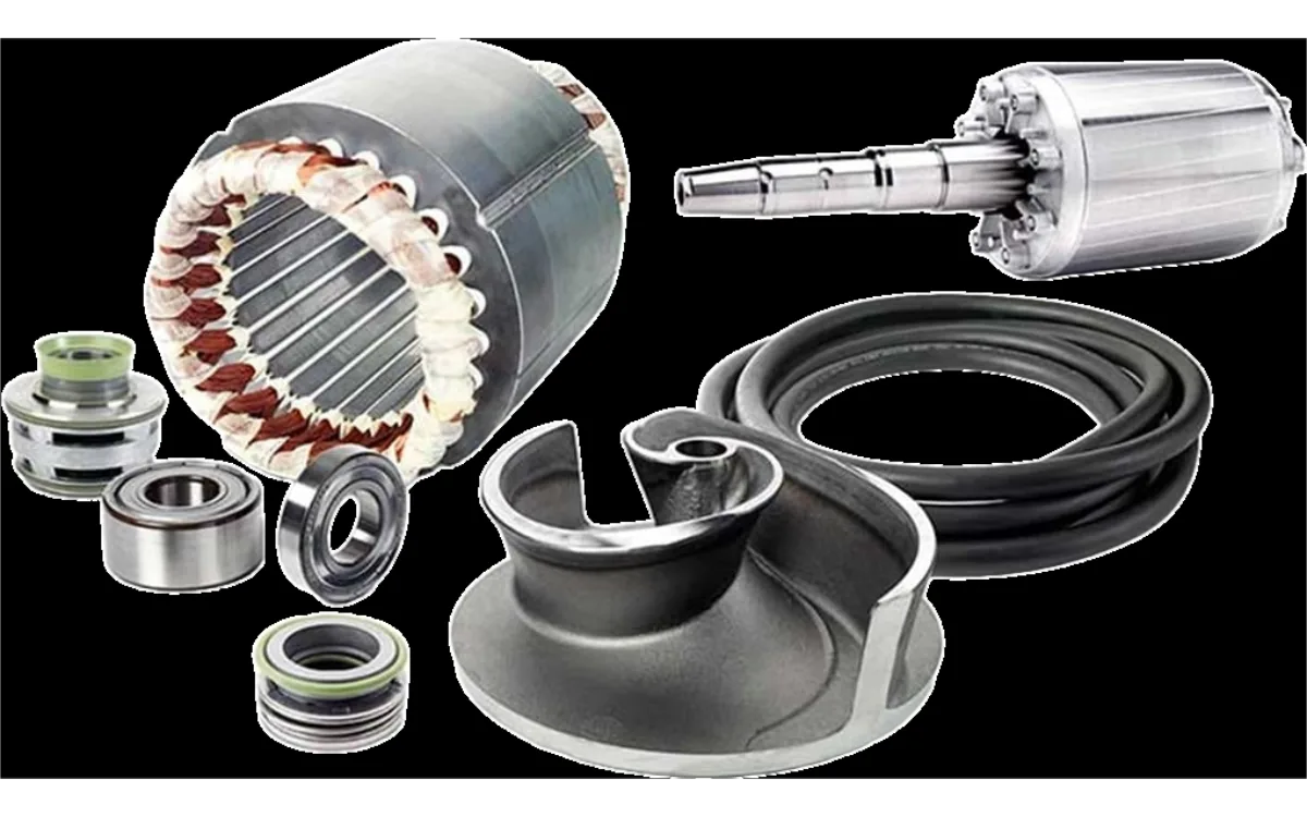 Genuine Flygt spare parts — stator, rotor, impeller, seals, bearings