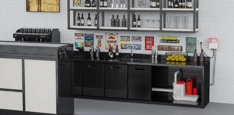 Lifting station installed behind a bar servery in a hospitality venue